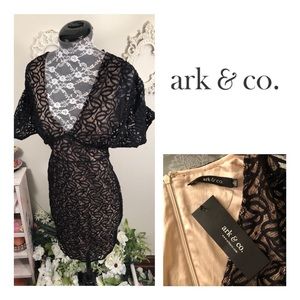 New Ark & Co. Black Lace V-Neck Dress
